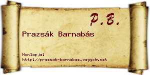 Prazsák Barnabás névjegykártya